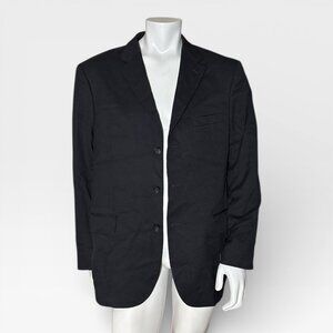 J. Crew Single Breasted Wool Blazer 44R Black Three Button Sport Coat Preppy